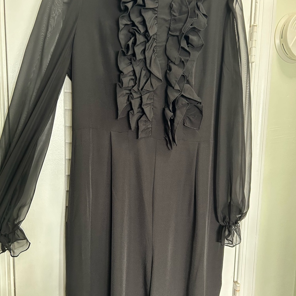 Ruffled tuxedo jumpsuit, black xl